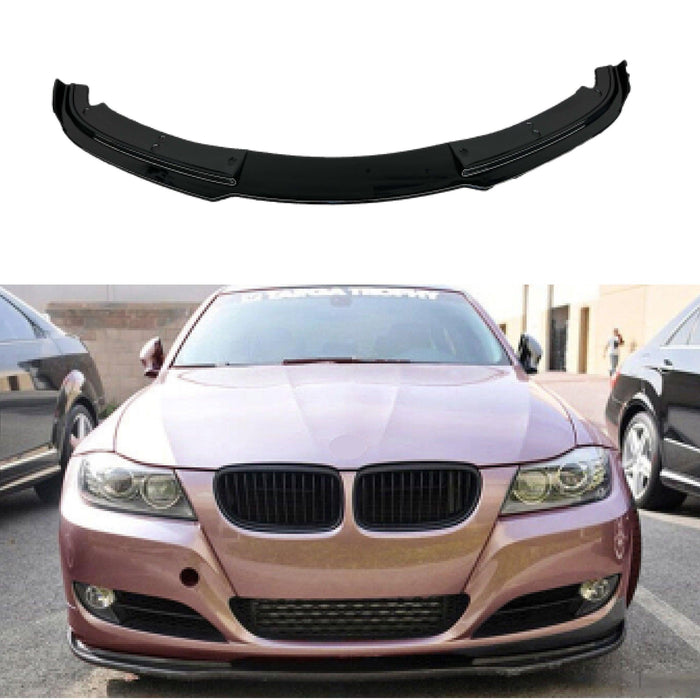 Fits 2009-2012 BMW 3 Series E90 MP Style Glossy Black Front Bumper Lip Spoiler