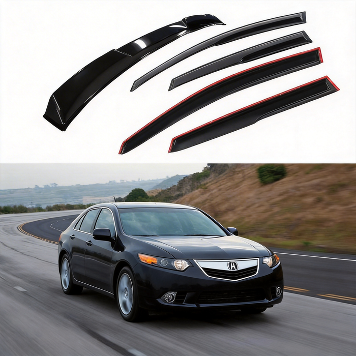 Fits 2009-2014 Acura TSX 3D Mugen Style Window Visors & Rear Roof Spoiler
