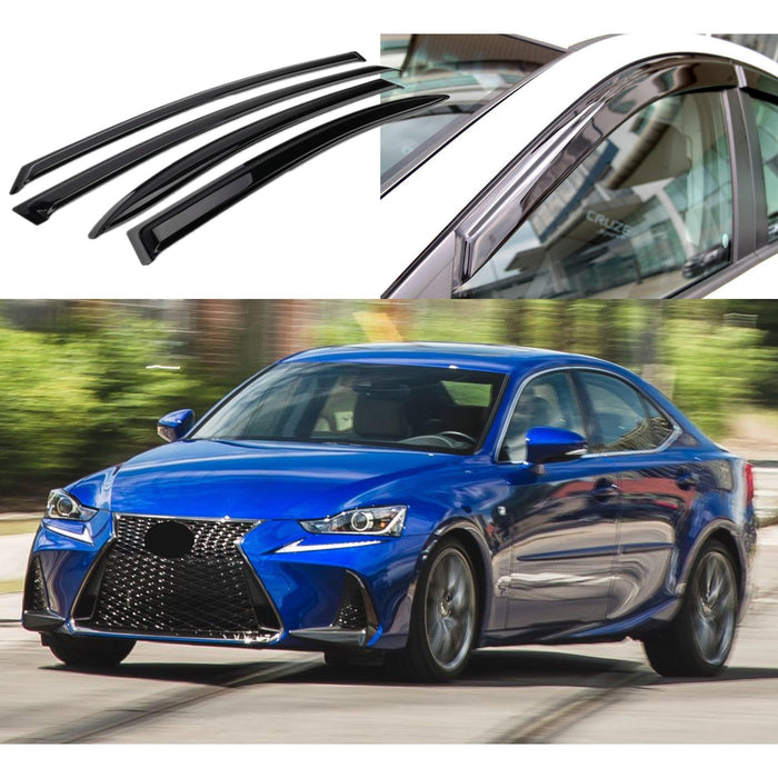 Fits 2014-20 Lexus IS200t 250 300 350 OE Style Vent Window Visors Rain Sun Wind Guards Shade Deflectors