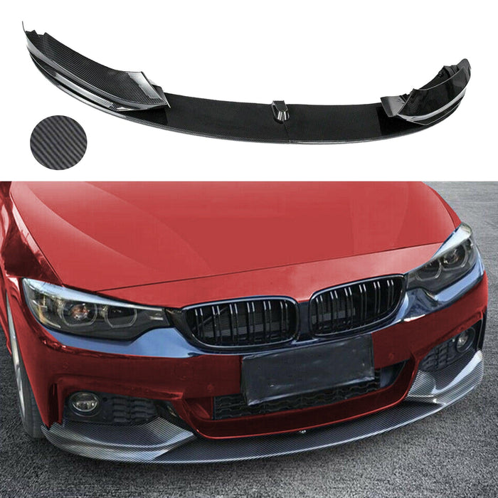 Fits 2014-2020 BMW F32 F33 F36 4 Series M Sport Front Lip Spoiler (Carbon Fiber Print)