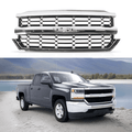 Fits 2016-2019 Chevrolet Silverado 1500 Chrome & Black Front Bumper Grill Mesh Grille