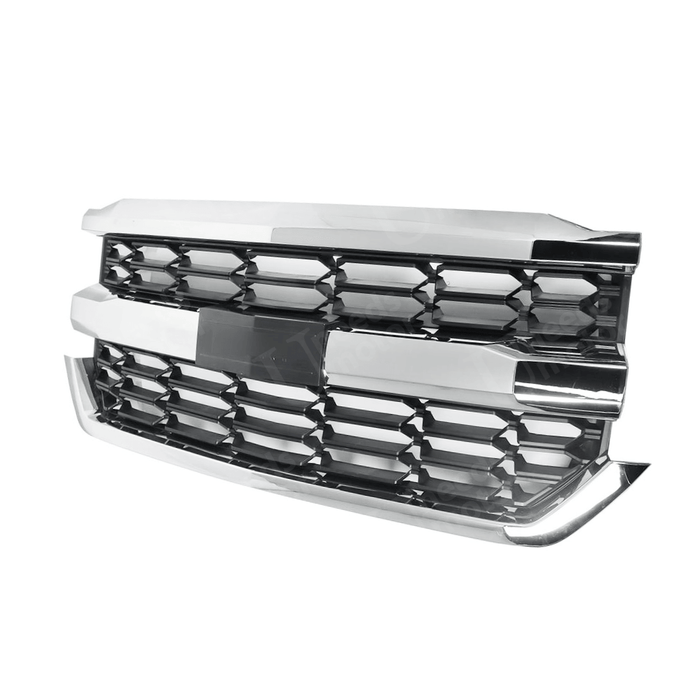 Fits 2016-2019 Chevrolet Silverado 1500 Chrome & Black Front Bumper Grill Mesh Grille