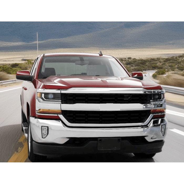 Fits 2016-2019 Chevrolet Silverado 1500 Chrome & Black Front Bumper Grill Mesh Grille