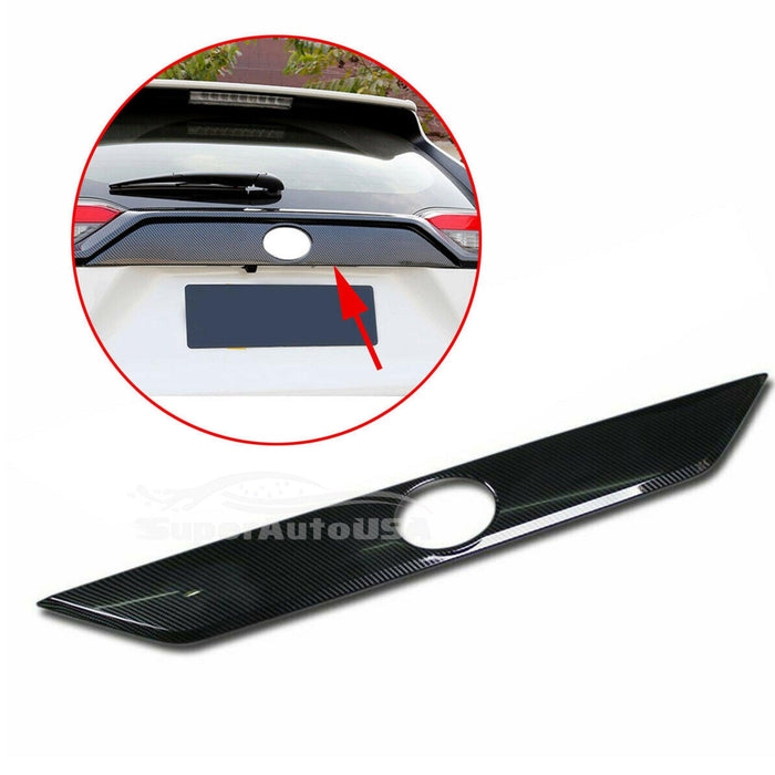 Fits 2019-2025 Toyota RAV4 Rear Door Trunk Lid Decoration Latch Cover Molding Trim (Carbon Fiber Print)