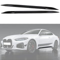 2021-2024 BMW 4 Series G22 G23 showcasing Gloss Black Side Skirts as part of the Side Body Skirts Kit, enhancing the vehicle's sporty contour and street presence