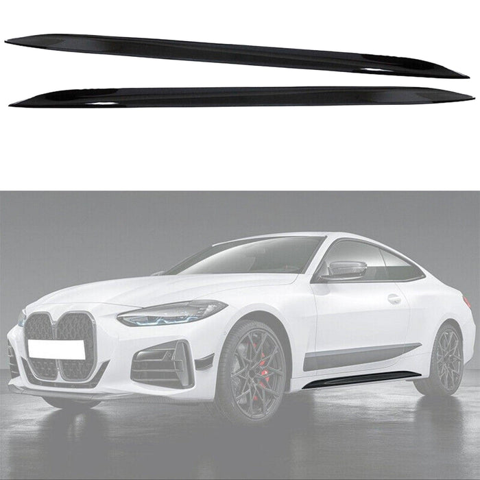2021-2024 BMW 4 Series G22 G23 showcasing Gloss Black Side Skirts as part of the Side Body Skirts Kit, enhancing the vehicle's sporty contour and street presence