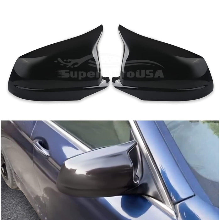 Fits BMW 1/3/4 series M2 Rearview Side Mirror Cover Caps Horn Style (Gloss Black)