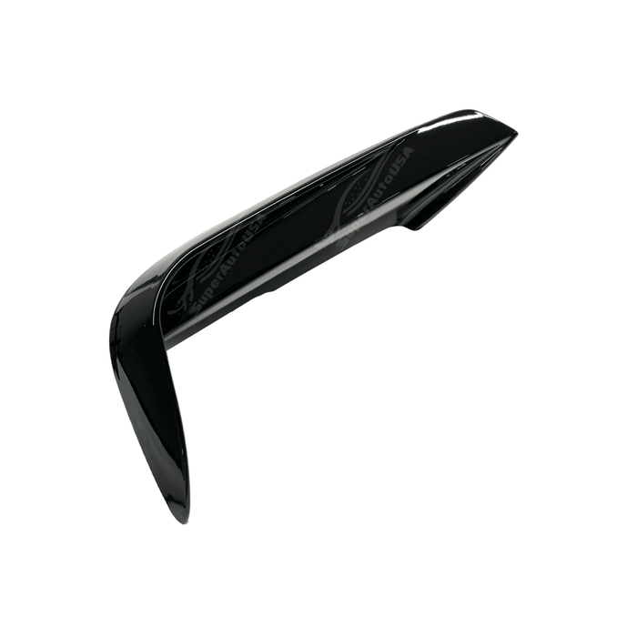 Detailed view of the BMW 2012-2019 3-Series F30 M Sport with gloss black front fog light lamp cover trim, complementing the front splitter spoiler lip