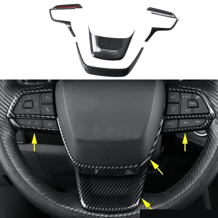 Fits Toyota Highlander 20-24 Carbon Fiber Print Steering Wheel Control Panel Cover Trim