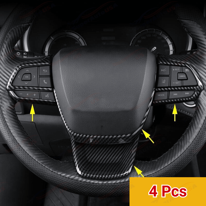 Fits Toyota Highlander 20-24 Carbon Fiber Print Steering Wheel Control Panel Cover Trim