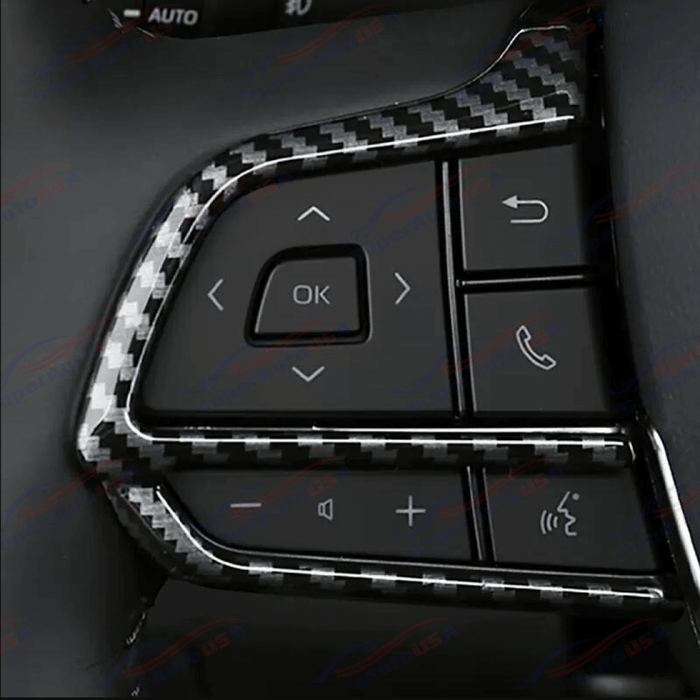 Fits Toyota Highlander 20-24 Carbon Fiber Print Steering Wheel Control Panel Cover Trim