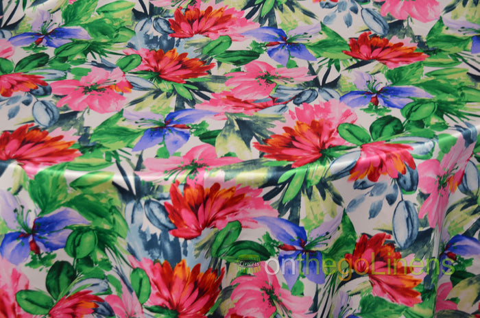 Flower Blossom Floral Satin Tablecloths & Table Linens 100% Polyester