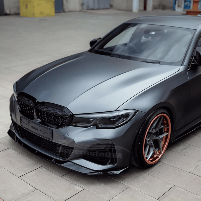For 2019-2022 BMW 3 Series G20 VTEN Gloss Black Front Bumper Lip Spoiler