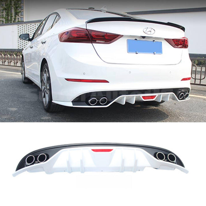 For Hyundai Elantra 2016-2018 Rear Bumper Lip Diffuser Body kit LED (Black and White)