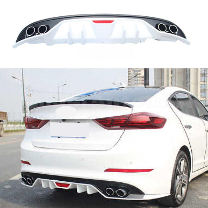 For Hyundai Elantra 2016-2018 Rear Bumper Lip Diffuser Body kit LED (Black and White)