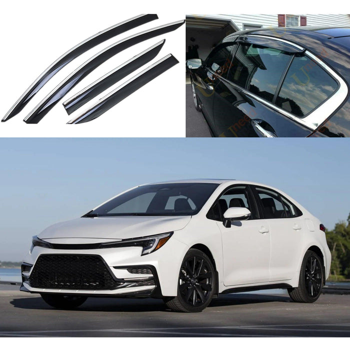 For Toyota Corolla 2020-2026 Chrome Trim Window Visor Rain Wind Guard Shade Deflector