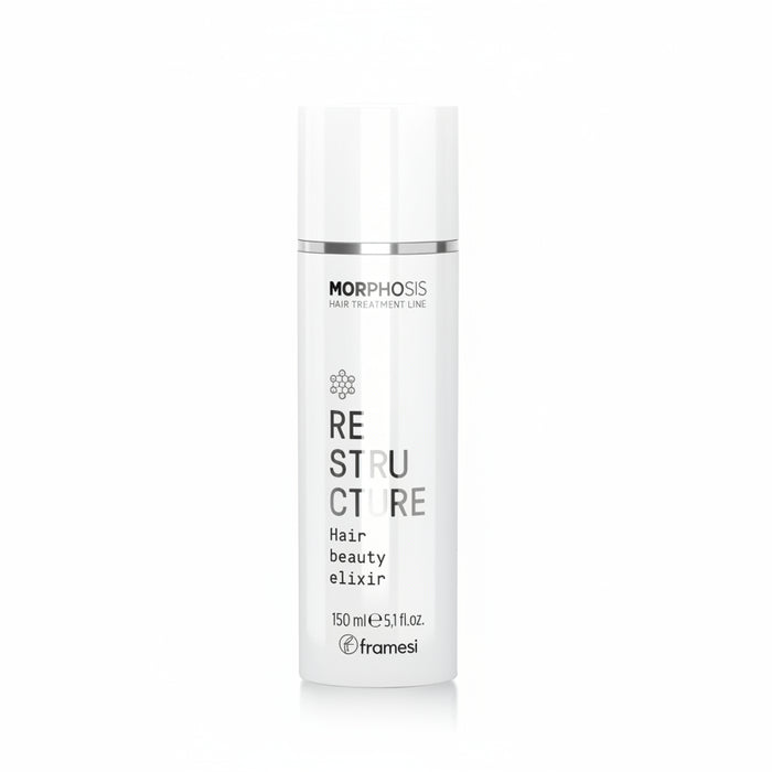Morphoss hair beauty elixir bottle on a white background