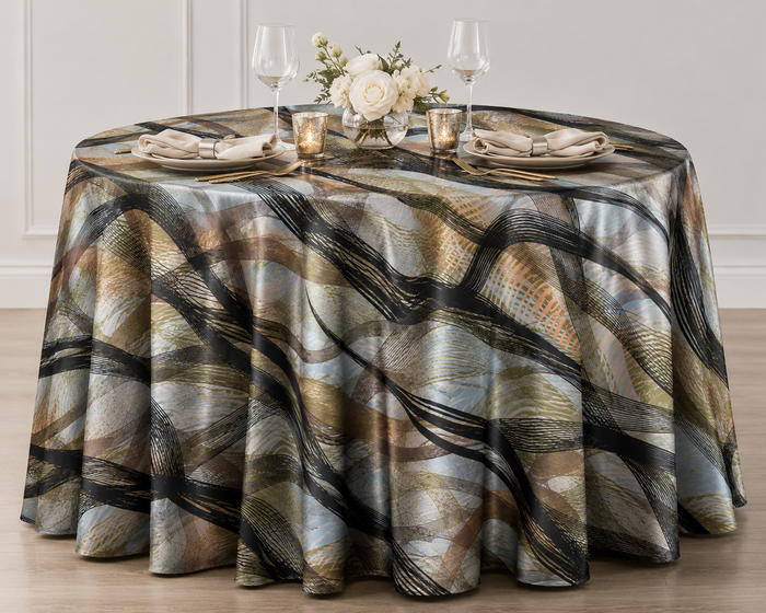 Galaxy Abstract Satin Print Table Linens & Tablecloths 100% Polyester