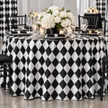 Harlequin Lamour Satin Table Linens & Tablecloths White & Black