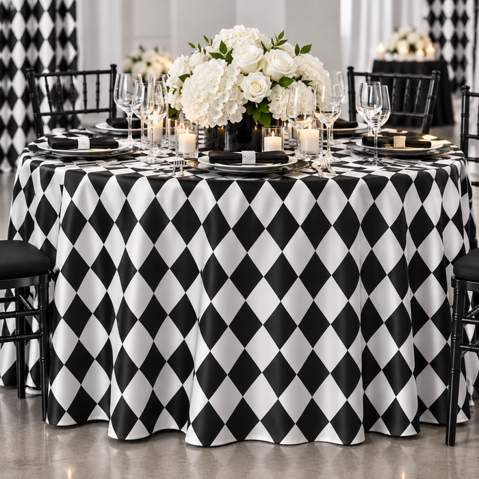Harlequin Lamour Satin Table Linens & Tablecloths White & Black