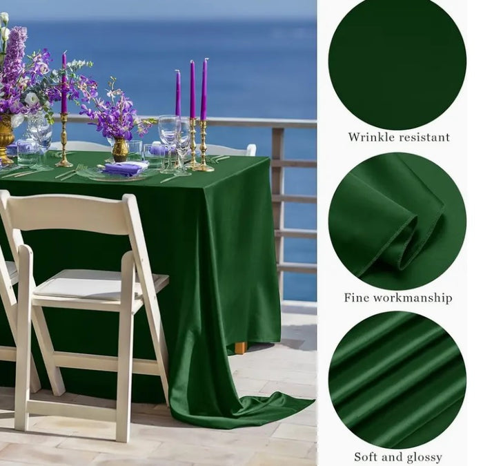 IFR Charmeuse Satin Table Linens, Tablecloths & Overlays in Multiple Colors