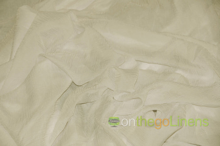 IFR Crush Sheer Voile Event Drapery Panels | IFR Crush Voile Curtains | 108" Wide | White Ivory Butter |