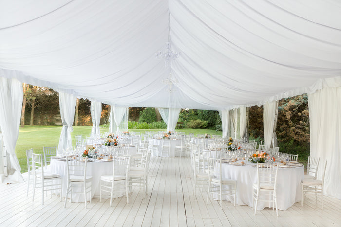 IFR Sheer Voile Event Drapery Panels | Sheer Voile Curtains | Inherently Fire Retardant Sheer Fabric |