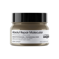 L'Oreal Professionnel Absolut Repair Molecular hair mask in a 250 ml jar with a black lid and a beige-brown translucent container, on a white background.