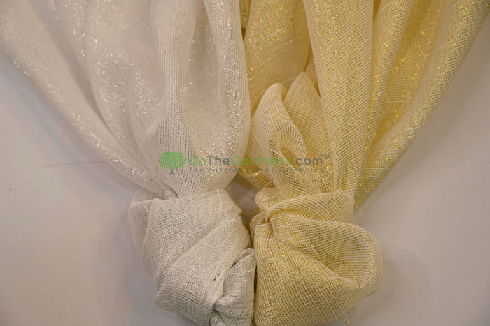 Metallic Faux Sheer Linen Event Drapery Panels | Metallic Linen Curtains | 108" Wide | Gold and Silver |