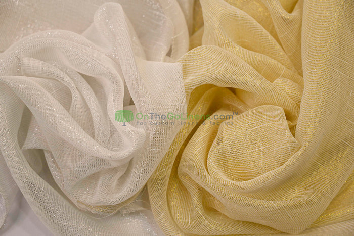 Metallic Faux Sheer Linen Event Drapery Panels | Metallic Linen Curtains | 108" Wide | Gold and Silver |