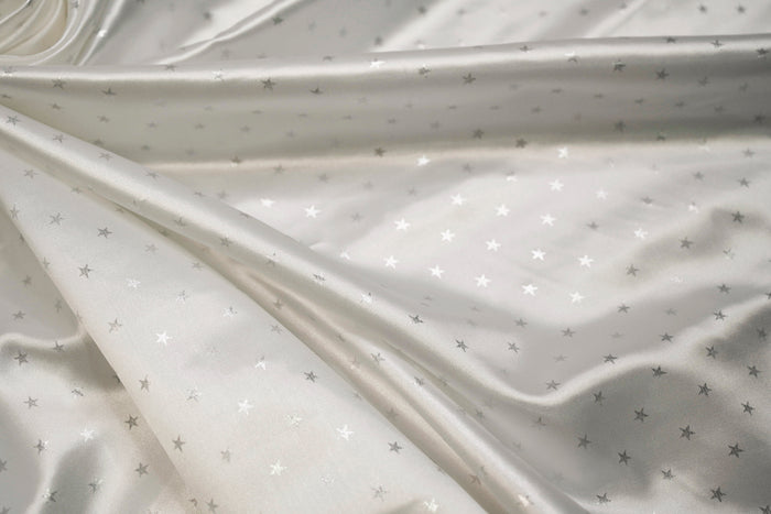 Mini Star Charmeuse Satin Event Drapery Panels | Star Satin Curtains | White, Pink, Blue |