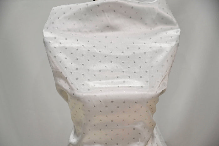 Mini Star Charmeuse Satin Event Drapery Panels | Star Satin Curtains | White, Pink, Blue |