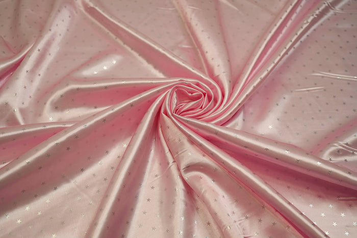 Mini Star Charmeuse Satin Event Drapery Panels | Star Satin Curtains | White, Pink, Blue |