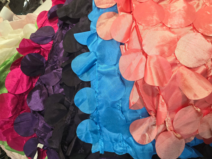 Petal Taffeta Event Drapery Panels | Round Hanging Petal Taffeta Curtains | Petal Circle Drapery |