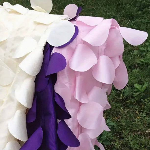 Petal Taffeta Fabric Table Linens | Round Hanging Petal Taffeta Tablecloths |