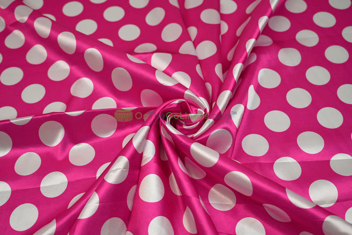 58in x 96in - 8ft Tall / Fuchsia Back White Dot