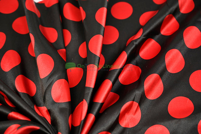 Polka Dot Charmeuse Satin Event Drapery Panels | Polka dot Satin Curtains | Multiple Color s|