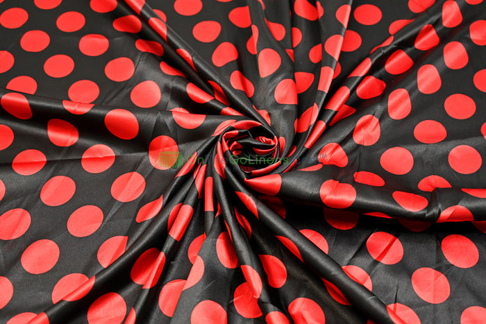 Polka Dot Charmeuse Satin Event Drapery Panels | Polka dot Satin Curtains | Multiple Color s|