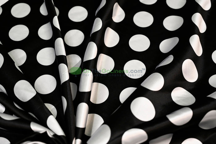 Polka Dot Charmeuse Satin Event Drapery Panels | Polka dot Satin Curtains | Multiple Color s|