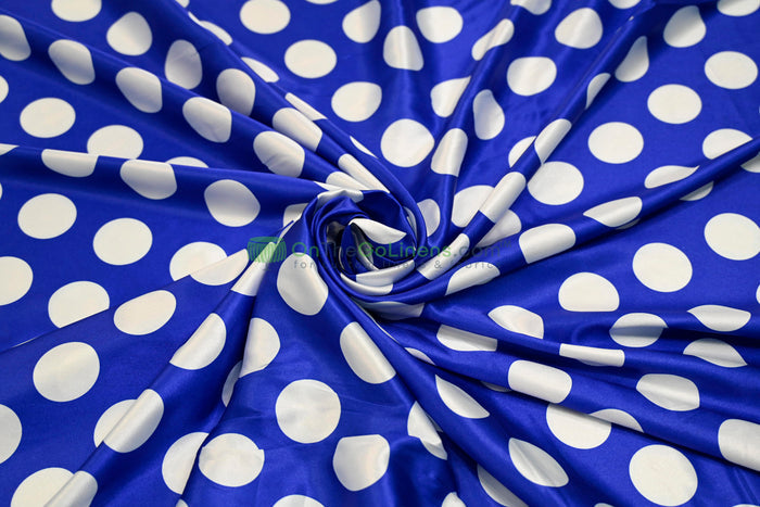 Tablecloth 90 Round / Royal Blue Back White Dot