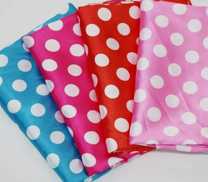 Polka Dot Charmeuse Satin Tablecloths | Large Dots | Multiple Colors |