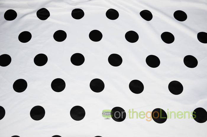 Polka Dot Lamour Satin Print Event Drapery Panels | Polka Dot Satin Curtains | White Black |