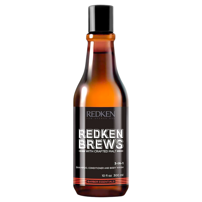 REDKEN Brews with Crafted Malt 3 IN 1 Shampoo, Conditioner and Body Wash 10 oz