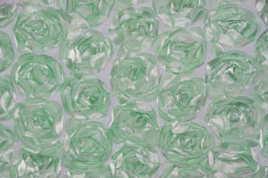 Rosette Satin Bordeaux Event Drapery Panels | Rosette Satin Flower on Mesh Background Curtains | Multiple Colors |