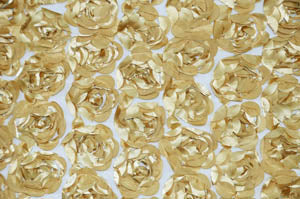 Rosette Satin Bordeaux Event Drapery Panels | Rosette Satin Flower on Mesh Background Curtains | Multiple Colors |