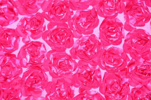 Rosette Satin Bordeaux Event Drapery Panels | Rosette Satin Flower on Mesh Background Curtains | Multiple Colors |