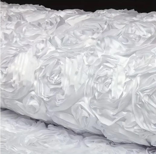 Rosette Satin Event Drapery Panels  | 3d Rosette Satin Curtains | Multiple Colors |