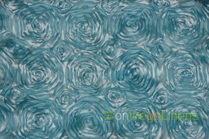 Rosette Satin Event Drapery Panels  | 3d Rosette Satin Curtains | Multiple Colors |