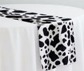 Silky Soft Charmeuse Cow Table Runners | White Black Satin Cow Table Runners |