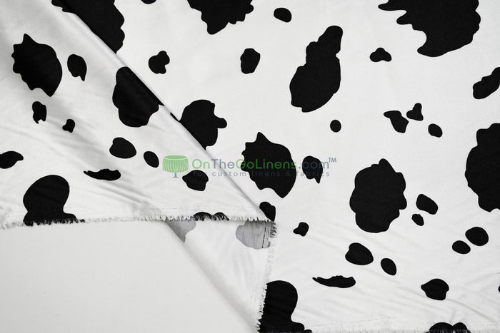 Silky Soft Charmeuse Cow Table Runners | White Black Satin Cow Table Runners |